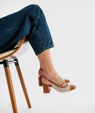 Escarpins slingbacks à talon large, bout carré et brides femme vue1 - FOLLOW ME - GEMO