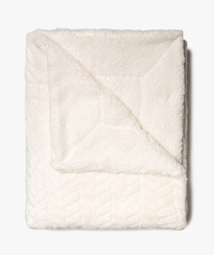 Plaid uni en matière peluche et sherpa vue1 - GEMO - GEMO