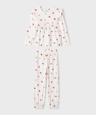 Pyjama en velours imprimé nœuds fille vue1 - GEMO 4G FILLE - GEMO