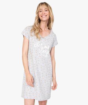Chemise de nuit imprimée à manches courtes femme vue1 - GEMO 4G FEMME - GEMO