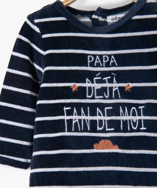 Pyjama bébé en velours avec inscription sur l’avant vue2 - GEMO(BB COUCHE) - GEMO