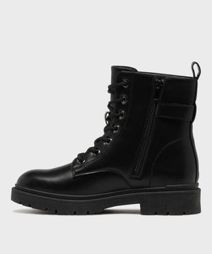 Boots crantées look rangers à lacets et zip femme vue3 - 5 MILES - GEMO