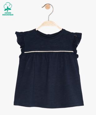 Tee-shirt bébé fille sans manches avec dentelle et liseré pailleté vue1 - GEMO 4G BEBE - GEMO