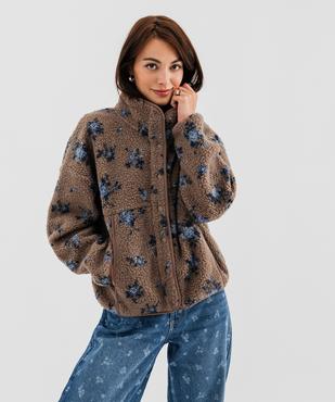 Sweat pressionné en sherpa imprimé à col montant femme vue3 - GEMO(FEMME PAP) - GEMO