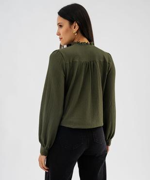Chemise manches longues en maille texturée et dentelle femme vue3 - GEMO(FEMME PAP) - GEMO