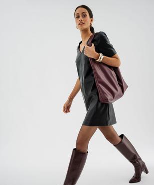 Robe courte manches courtes en cuir imitation femme vue1 - GEMO(FEMME PAP) - GEMO