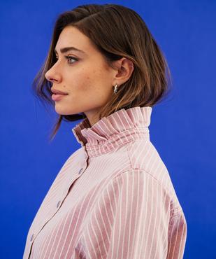 Surchemise en jean rayé à col victorien femme vue4 - GEMO 4G FEMME - GEMO