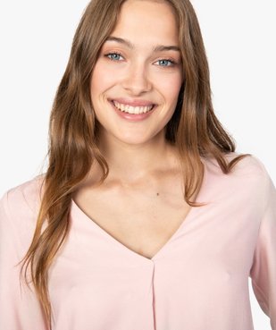Blouse femme en maille fluide avec col V vue2 - GEMO(FEMME PAP) - GEMO