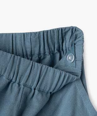 Pantalon large en coton et lin avec taille élastique fille vue2 - GEMO (ENFANT) - GEMO