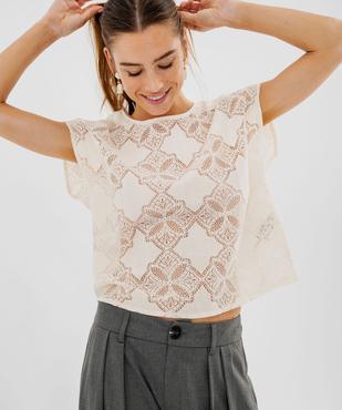Tee-shirt sans manches en dentelle ajourée coupe loose femme vue2 - GEMO(FEMME PAP) - GEMO