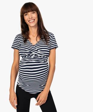 Tee-shirt de grossesse et allaitement cache-cœur vue1 - GEMO (MATER) - GEMO