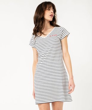 Chemise de nuit imprimée à manches courtes femme vue1 - GEMO 4G FEMME - GEMO