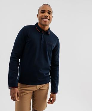 Polo à manches longues en maille fantaisie homme vue1 - GEMO 4G HOMME - GEMO