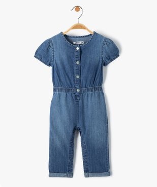 Combinaison en jean bébé fille à manches courtes vue1 - GEMO(BEBE DEBT) - GEMO