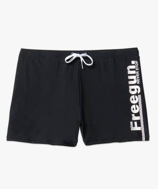 Maillot de bain homme forme boxer avec inscription - Freegun vue4 - FREEGUN - GEMO