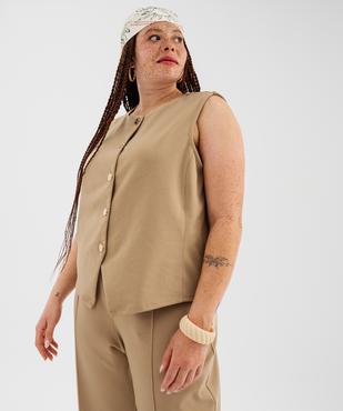 Gilet de costume sans manches en maille milano à boutons dorés femme grande taille vue4 - GEMO (G TAILLE) - GEMO