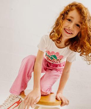 Tee-shirt à manches courtes avec finitions froncées fille vue1 - GEMO (ENFANT) - GEMO