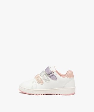 Baskets bébé fille unie avec triple scratch à paillettes vue4 - GEMO 4G BEBE - GEMO