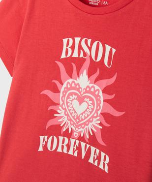 Tee-shirt manches courtes en jersey de coton imprimé fille vue2 - GEMO 4G FILLE - GEMO