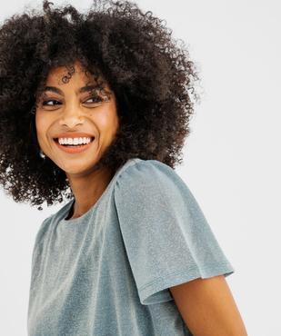 Tee-shirt manches courtes blousant en maille fluide pailletée femme vue2 - GEMO(FEMME PAP) - GEMO