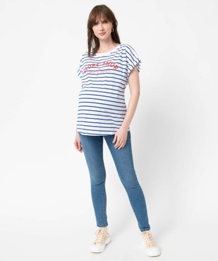 Tee-shirt de grossesse à rayures avec inscription vue5 - GEMO (MATER) - GEMO