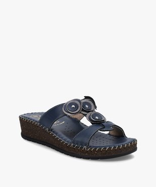 Mules femme confort dessus cuir détails brillants vue2 - GEMO (CONFORT) - GEMO