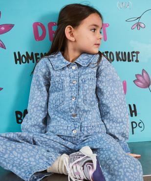 Veste en jean avec motifs délavés fille vue1 - GEMO (ENFANT) - GEMO
