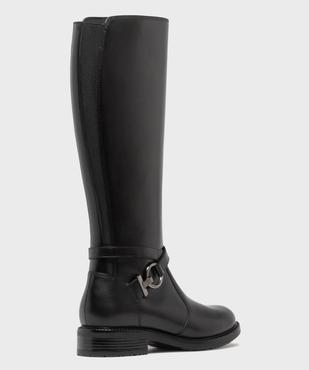 Bottes cavalières en cuir à zip et élastiques femme - Tanéo vue4 - TANEO - GEMO
