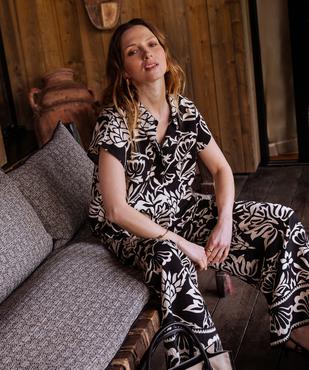 Pantalon large et fluide en viscose imprimé à taille élastique femme  vue5 - GEMO 4G FEMME - GEMO