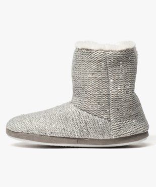 Chaussons femme forme boots en maille décorée de sequins et pompons vue3 - GEMO(HOMWR FEM) - GEMO