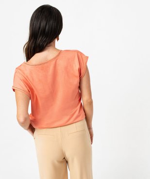 Tee-shirt manches courtes à finition tressée pailletée femme vue3 - GEMO 4G FEMME - GEMO