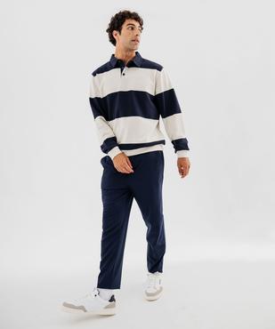 Sweat à rayures avec col chemise homme vue6 - GEMO (HOMME) - GEMO