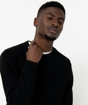 Pull en coton homme avec maille fantaisie sur l’avant vue2 - GEMO (HOMME) - GEMO