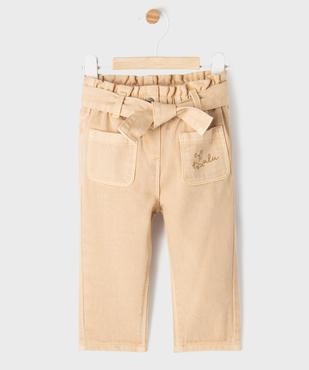 Jean coloré avec taille ajustable et ceinture bébé fille - LuluCastagnette vue1 - LULU CASTAGNETTE GEMO FOR GOOD - GEMO