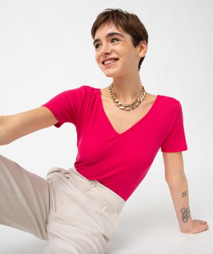 Body femme à manches courtes avec double décolleté vue6 - GEMO(FEMME PAP) - GEMO
