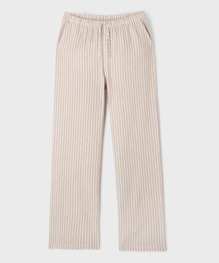 Pantalon large en lin rayé fille vue1 - GEMO 4G FILLE - GEMO