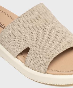 Mules à petite semelle plateforme et large bride en textile femme vue6 - HOBIZ - GEMO