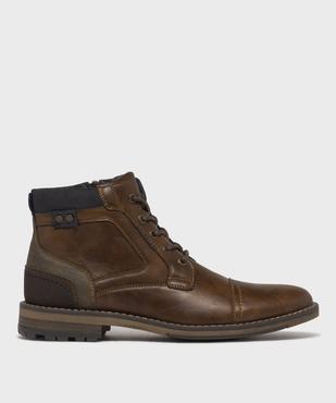 Boots multimatières à lacets et zip homme vue1 - MARIO BALDANO - GEMO