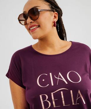 Tee-shirt femme grande taille à manches courtes avec motifs vue2 - GEMO (G TAILLE) - GEMO