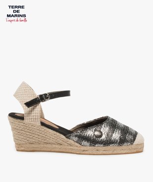 Sandales femme en toile à talon compensé – Terre de Marins vue1 - TERRE DE MARINS - GEMO
