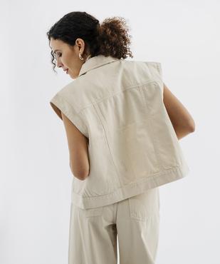 Veste en jean sans manches avec poches asymétriques femme vue3 - GEMO 4G FEMME - GEMO