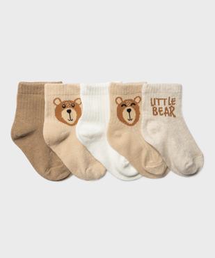 Chaussettes en maille côtelée bébé garçon (lot de 5 paires) vue1 - GEMO 4G BEBE - GEMO