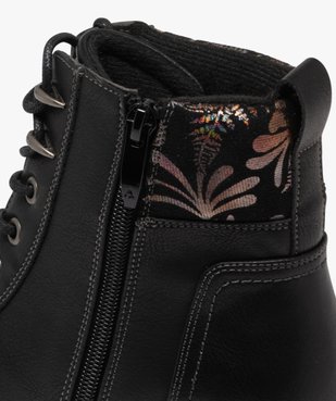 Boots femme à lacets avec col fantaisie et zip  vue7 - EMILIA ROSA - GEMO