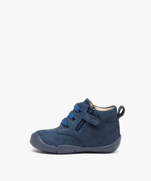 Chaussures premiers pas bébé garçon en cuir uni style denim - Kickers vue3 - KICKERS - GEMO