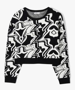 Pull court à col rond à motif abstraits fille vue3 - GEMO (ENFANT) - GEMO