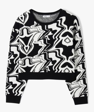 Pull court à col rond à motif abstraits fille vue3 - GEMO (ENFANT) - GEMO