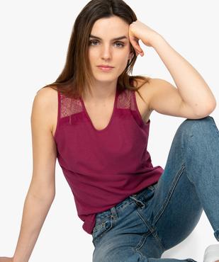 Débardeur femme avec empiècement dentelle vue1 - GEMO (MAILLE) - GEMO