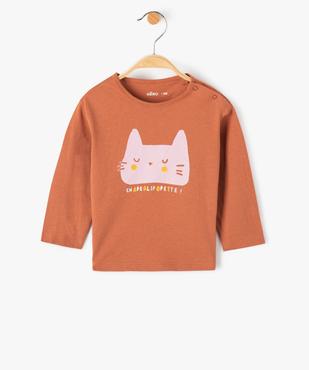 Tee-shirt bébé fille à manches longues imprimé à fentes latérales vue1 - GEMO(URBAIN) - GEMO