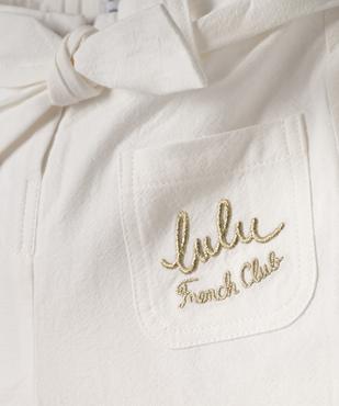Short ample en coton avec ceinture à nouer bébé fille - LuluCastagnette vue2 - LULUCASTAGNETTE - GEMO