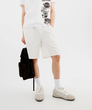 Bermuda en toile de coton à taille élastiquée homme vue2 - GEMO (HOMME) - GEMO